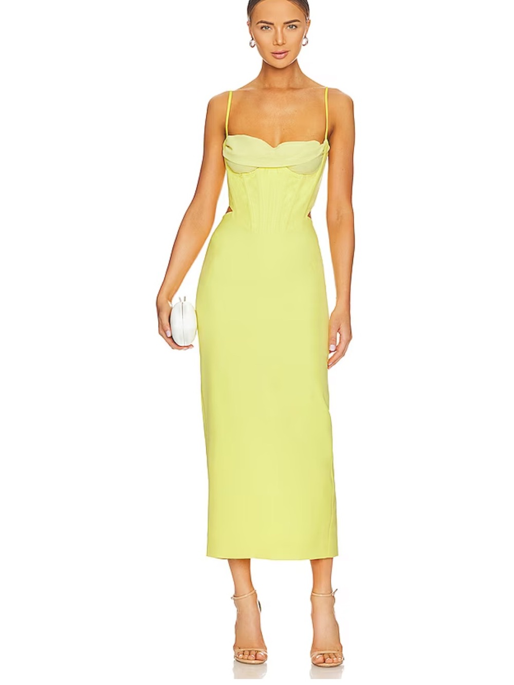 NWT! Bardot Lemon Yellow Spaghetti Strap Midi Dress